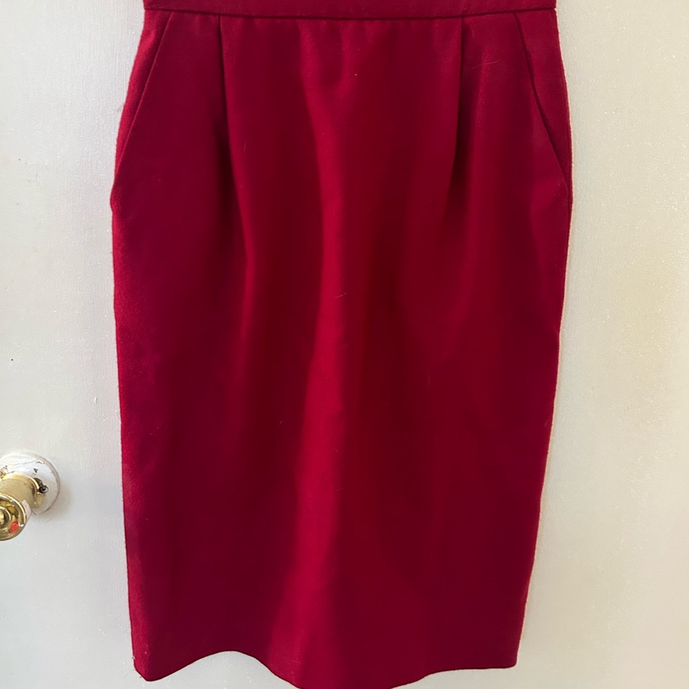 Red Pendleton Wool Pencil Skirt Vintage